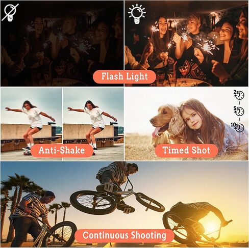 4K Digital Camera for Photography Autofocus, 48MP Vlogging Camera for YouTube with WiFi, 3-inch 180-degree Flip Screen, 16X Digital Zoom, 52mm Wide Angle & Macro Lens, 32GB TF Card and 2 Batteries in Kuwait