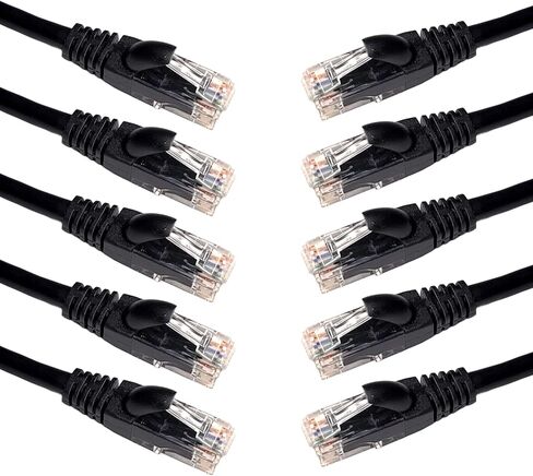 كابل إيثرنت Cat 6 - كابل إيثرنت عالي السرعة 10 جيجابايت (كابل الإنترنت، كابل الشبكة، كابل التصحيح Cat6، سلك التصحيح، كابل البيانات) أسود/أزرق/متعدد الألوان 10 عبوات (أسود، 7 أقدام) in Saudi Arabia