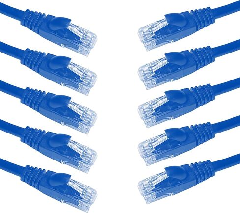 كابل إيثرنت Cat 6 - كابل إيثرنت عالي السرعة 10 جيجابايت (كابل الإنترنت، كابل الشبكة، كابل التصحيح Cat6، سلك التصحيح، كابل البيانات) أسود/أزرق/متعدد الألوان 10 عبوات (أسود، 7 أقدام) in Saudi Arabia