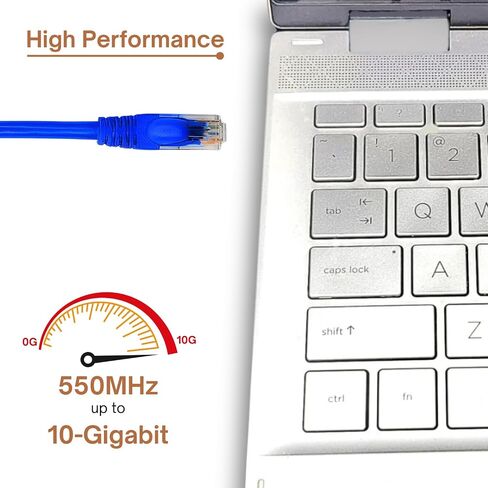 كابل إيثرنت Cat 6 - كابل إيثرنت عالي السرعة 10 جيجابايت (كابل الإنترنت، كابل الشبكة، كابل التصحيح Cat6، سلك التصحيح، كابل البيانات) أسود/أزرق/متعدد الألوان 10 عبوات (أسود، 7 أقدام) in Saudi Arabia