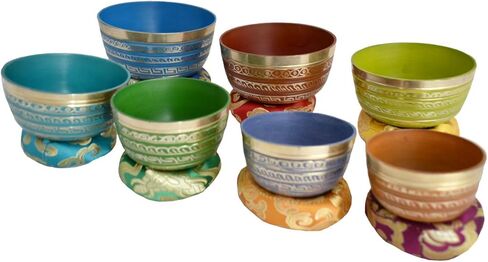NHZ Chakra Healing Tibetan Singing Bowl Set of 7 for Meditation- Himalayan Singing bowls (Bronze) in Saudi Arabia
