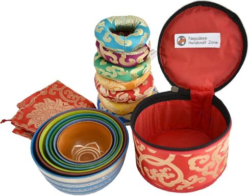 NHZ Chakra Healing Tibetan Singing Bowl Set of 7 for Meditation- Himalayan Singing bowls (Bronze) in Saudi Arabia