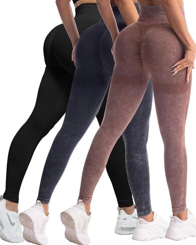 CHRLEISURE Workout Leggings Sets for Women, Gym Scrunch Butt Butt Lifting Seamless Leggings 3 Piece in Saudi Arabia