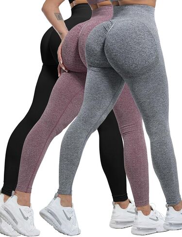 CHRLEISURE Workout Leggings Sets for Women, Gym Scrunch Butt Butt Lifting Seamless Leggings 3 Piece in Saudi Arabia