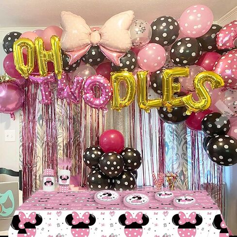 81Pcs Oh Twodles Pink Mouse Second Birthday Plates 2nd Mouse Party Supplies Tablecloth Decorations for Girl Baby Bday in Kuwait