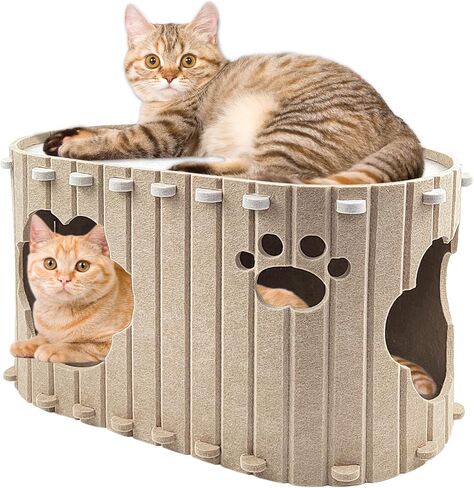 Cat House for Indoor Cats, Covered Cave Cat Beds & Furniture, Cat Bed Cave for Multiple & Large Cats Up to 22 Lbs, Scratch Resistant Foldable Cat Cave Beds Cat Hideaway Cat Cubes in Saudi Arabia