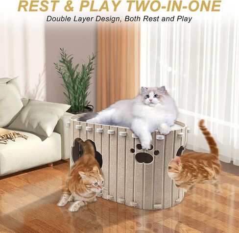 Cat House for Indoor Cats, Covered Cave Cat Beds & Furniture, Cat Bed Cave for Multiple & Large Cats Up to 22 Lbs, Scratch Resistant Foldable Cat Cave Beds Cat Hideaway Cat Cubes in Saudi Arabia