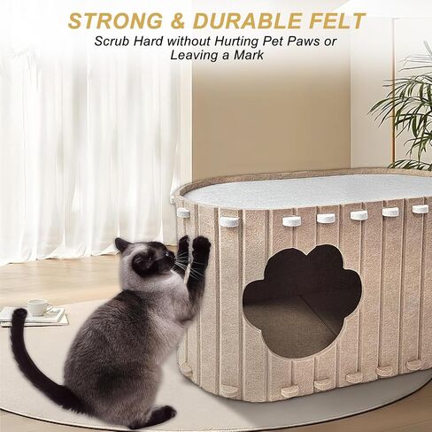 Cat House for Indoor Cats, Covered Cave Cat Beds & Furniture, Cat Bed Cave for Multiple & Large Cats Up to 22 Lbs, Scratch Resistant Foldable Cat Cave Beds Cat Hideaway Cat Cubes in Saudi Arabia