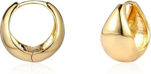 حلق كاولين مطلي بالذهب عيار 14 قيراط | أقراط هاجي سميكة من الفضة الإسترليني عيار 925 بعد إسقاطها للمجوهرات النسائية in Kuwait