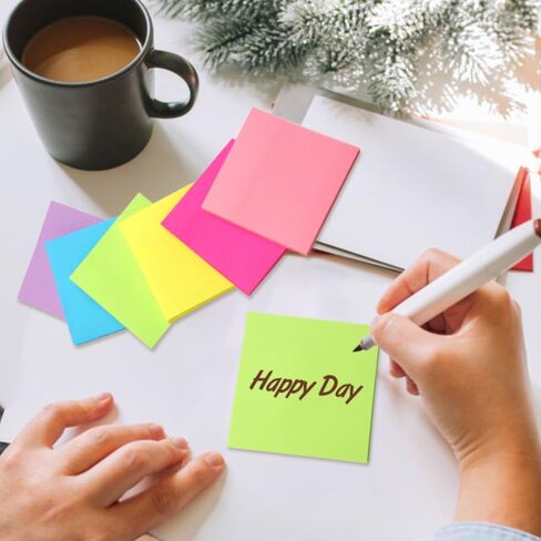 12Pack Pop-up Sticky Notes 3x3Inches，6 Bright Colors Super Sticky Notes, Recyclable, Clean Remobal Sticky Note Pads, Sticky Pads in Saudi Arabia