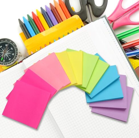 12Pack Pop-up Sticky Notes 3x3Inches，6 Bright Colors Super Sticky Notes, Recyclable, Clean Remobal Sticky Note Pads, Sticky Pads in Saudi Arabia