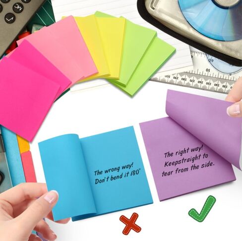 12Pack Pop-up Sticky Notes 3x3Inches，6 Bright Colors Super Sticky Notes, Recyclable, Clean Remobal Sticky Note Pads, Sticky Pads in Saudi Arabia