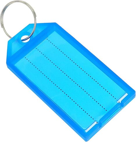 QWORK Clear Plastic Key Tags, 80 Pcs 2in Flexible Key Organizer with Split Ring and Blank Paper Label Window, Clear Storage Box for ID Name Item Identifiers Key Chain Tag Luggage Tag (8 Colors) in Saudi Arabia