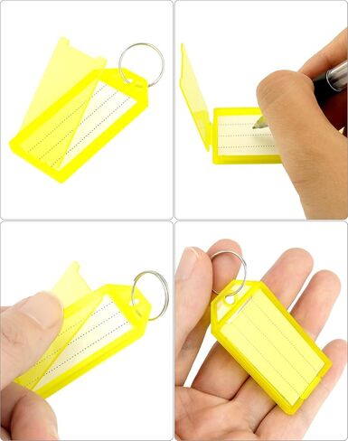 QWORK Clear Plastic Key Tags, 80 Pcs 2in Flexible Key Organizer with Split Ring and Blank Paper Label Window, Clear Storage Box for ID Name Item Identifiers Key Chain Tag Luggage Tag (8 Colors) in Saudi Arabia