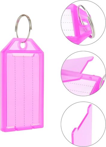 QWORK Clear Plastic Key Tags, 80 Pcs 2in Flexible Key Organizer with Split Ring and Blank Paper Label Window, Clear Storage Box for ID Name Item Identifiers Key Chain Tag Luggage Tag (8 Colors) in Saudi Arabia