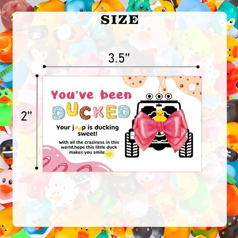 علامات البط، لقد تم بطة، علامات Dcuk Duck، بطاقة ألعاب Duck Ducking، 3.5 × 2 بوصة، 50 بطاقة، 50 شريط مطاطي، بطة صفراء مع تصميم سيارة الدفع الرباعي (7FD02) in Kuwait