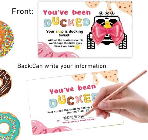 علامات البط، لقد تم بطة، علامات Dcuk Duck، بطاقة ألعاب Duck Ducking، 3.5 × 2 بوصة، 50 بطاقة، 50 شريط مطاطي، بطة صفراء مع تصميم سيارة الدفع الرباعي (7FD02) in Kuwait