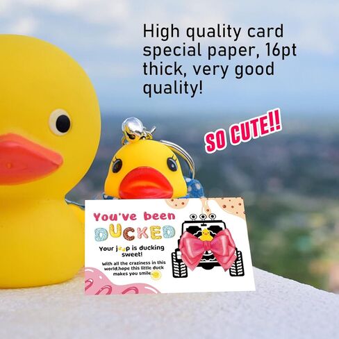 علامات البط، لقد تم بطة، علامات Dcuk Duck، بطاقة ألعاب Duck Ducking، 3.5 × 2 بوصة، 50 بطاقة، 50 شريط مطاطي، بطة صفراء مع تصميم سيارة الدفع الرباعي (7FD02) in Kuwait