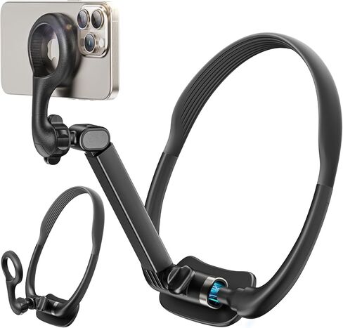 Neck Phone Holder for POV/Vlog Selfie, Magnetic Phone Chest Mount Hands-Free Fit Magsafe Magnetic Neck Mount for Phones with a Long and Short Rod for iPhone 15 14 13 12 Series & Android in Saudi Arabia