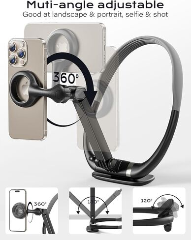 Neck Phone Holder for POV/Vlog Selfie, Magnetic Phone Chest Mount Hands-Free Fit Magsafe Magnetic Neck Mount for Phones with a Long and Short Rod for iPhone 15 14 13 12 Series & Android in Saudi Arabia