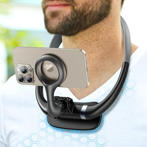 Neck Phone Holder for POV/Vlog Selfie, Magnetic Phone Chest Mount Hands-Free Fit Magsafe Magnetic Neck Mount for Phones with a Long and Short Rod for iPhone 15 14 13 12 Series & Android in Saudi Arabia