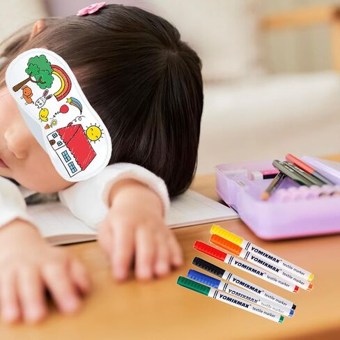 21 PCS White Eye Sleep Sublimation Coverings Set, 15 PCS Eye Mask with 6 PCS Fabric Marker Pens, Sleepover Party Supplies Slumber Party Favors Sleep White Soft Shade Blindfold Eye Covering in Saudi Arabia