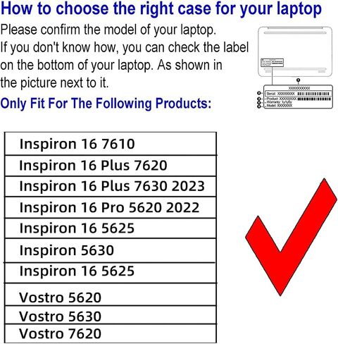 Case Cover for Dell Inspiron 16 Plus 7640 7630 7620 7610 Pro 5620 5630 5625 Case for Vostro 5630 5620 7620 Detachable 2 in 1 Notebook Sleeve (Black) in Saudi Arabia