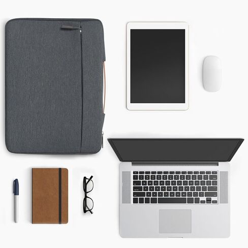 حقيبة كمبيوتر محمول مقاس 13-13.3 بوصة لجهاز MacBook air/pro، حقيبة كمبيوتر محمول رمادية اللون لأجهزة DELL/HP/Microsoft Surface/chromebook/iPad، غطاء كمبيوتر محمول واقٍ مقاوم للماء والصدمات مع مقبض in Saudi Arabia