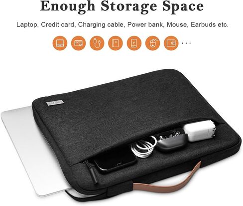 حقيبة كمبيوتر محمول مقاس 13-13.3 بوصة لجهاز MacBook air/pro، حقيبة كمبيوتر محمول رمادية اللون لأجهزة DELL/HP/Microsoft Surface/chromebook/iPad، غطاء كمبيوتر محمول واقٍ مقاوم للماء والصدمات مع مقبض in Saudi Arabia
