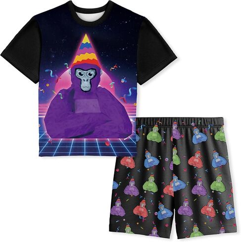 Gorilla Tag Costume Kids Boys Shirt and Pant Sets for Kids 2 Pcs Cartoon Home Causal Wear 4-12 Years in Saudi Arabia