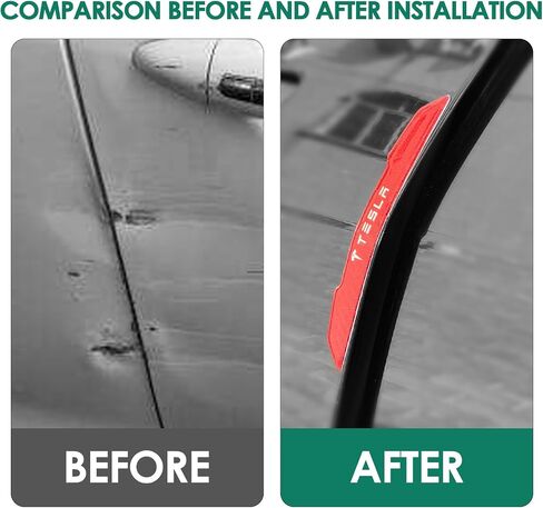 4 Pcs Car Door Corner Bumper Guards Strip Compatible with Tesla Model 3 Y X S Exterior Sticker Wrap Handle Cover Real Carbon Fiber Anti-Collision Edge Protect Trim Accessories (Black) in Saudi Arabia