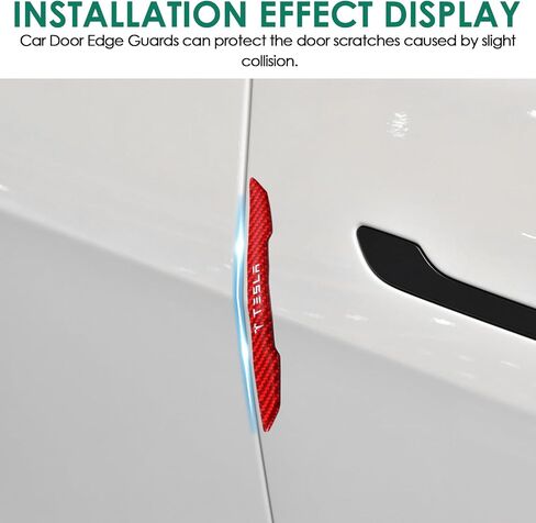 4 Pcs Car Door Corner Bumper Guards Strip Compatible with Tesla Model 3 Y X S Exterior Sticker Wrap Handle Cover Real Carbon Fiber Anti-Collision Edge Protect Trim Accessories (Black) in Saudi Arabia