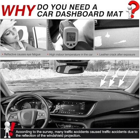حصيرة غطاء لوحة القيادة من Autorder لعام 2021 2022 2023 2024 ملحقات Buick Envision غطاء داش من الفلانيل حصيرة داش ظلة وهج الأشعة فوق البنفسجية حامي (محرك اليد اليسرى مع HUD) in Saudi Arabia