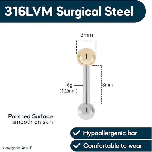 مجموعة مسامير الزنمة - أقراط غضروفية مضادة للحساسية - مجوهرات ثقب حلزونية من الفولاذ الجراحي بتصميمات فريدة - أقراط أذن حلزونية أنيقة ومريحة in Kuwait