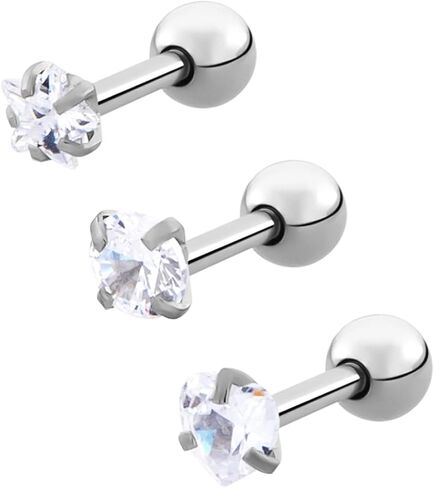 Tragus Studs Set - Hypoallergenic Cartilage Earrings - Surgical Steel Helix Piercing Jewelry with Unique Designs - Stylish & Comfortable Ear Piercings Helix Studs in Saudi Arabia