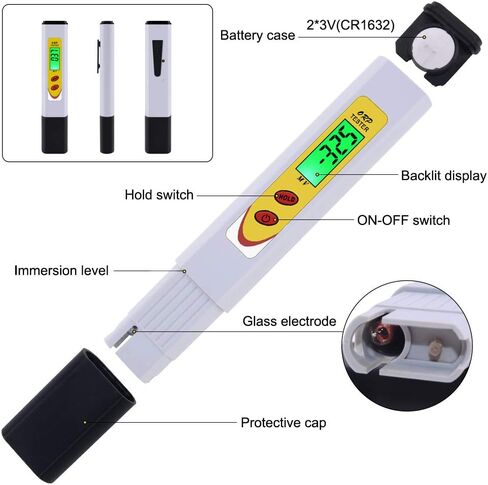 ORP Redox Meter Tester, -1999~1999mV Range, LCD Backlit ORP Meter Water Quality Mater Pen, for Drinking Water, Swimming Pool and Aquarium in Saudi Arabia