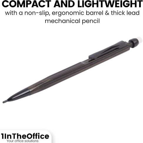 1InTheOffice Mechanical Pencils 0.7mm, 2.5, HB Lead, Black Lead, Smoke Barrel (24 Pack) in Saudi Arabia