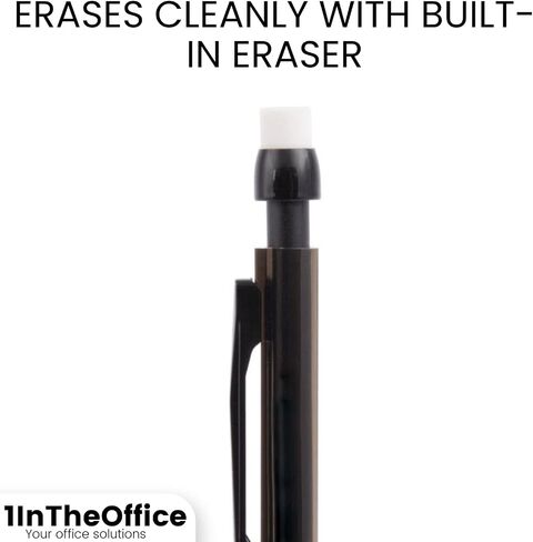 1InTheOffice Mechanical Pencils 0.7mm, 2.5, HB Lead, Black Lead, Smoke Barrel (24 Pack) in Saudi Arabia