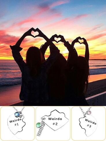 قلادة LIU JUN Bff لـ 3، غريب الأطوار 1 غريب الأطوار 2 غريب الأطوار 3 قلادة قلب من الفولاذ المقاوم للصدأ كريستال قلادات الصداقة لأفضل الأصدقاء والأخوات إلى الأبد هدايا مجوهرات in Kuwait