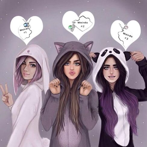 قلادة LIU JUN Bff لـ 3، غريب الأطوار 1 غريب الأطوار 2 غريب الأطوار 3 قلادة قلب من الفولاذ المقاوم للصدأ كريستال قلادات الصداقة لأفضل الأصدقاء والأخوات إلى الأبد هدايا مجوهرات in Kuwait