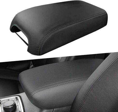 sportuli Center Console Cover Anti-Scratch Leather Armrest Cover Replace for 2011-2020 2021 Jeep Grand Cherokee Accessories (Black Stitches) in Saudi Arabia