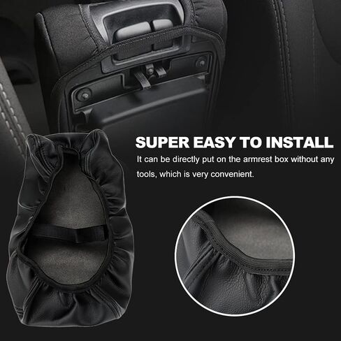 sportuli Center Console Cover Anti-Scratch Leather Armrest Cover Replace for 2011-2020 2021 Jeep Grand Cherokee Accessories (Black Stitches) in Saudi Arabia