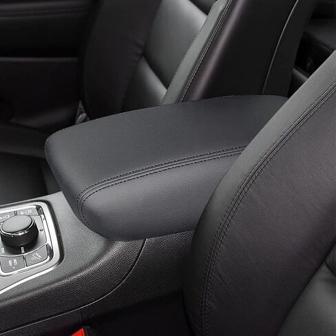 sportuli Center Console Cover Anti-Scratch Leather Armrest Cover Replace for 2011-2020 2021 Jeep Grand Cherokee Accessories (Black Stitches) in Saudi Arabia