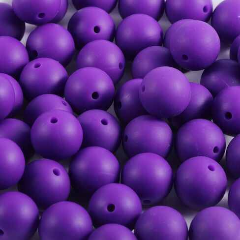 70Pcs Silicone Beads, 15mm Silicone Beads for Keychain Making Silicone Beads for Bracelet Making Necklace Making and Bulk Round Silicone Beads for Pens(Dark Purple) in Saudi Arabia