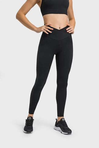 سراويل ألتيلاند النسائية ذات الخصر المتقاطع بدون درزات أمامية 7/8 مع جيوب - سراويل يوجا للجري ناعمة عالية الخصر in Kuwait