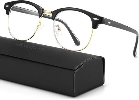 Blue Light Blocking Glasses Women, Semi-Rimless Clear Lens, Professional Computer Game Eyeglasses for men, Anti Eyestrain and Better Sleep (Golden Frame) in Saudi Arabia