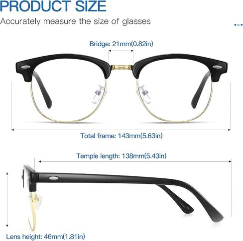 Blue Light Blocking Glasses Women, Semi-Rimless Clear Lens, Professional Computer Game Eyeglasses for men, Anti Eyestrain and Better Sleep (Golden Frame) in Saudi Arabia