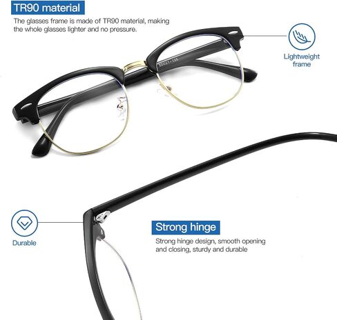 Blue Light Blocking Glasses Women, Semi-Rimless Clear Lens, Professional Computer Game Eyeglasses for men, Anti Eyestrain and Better Sleep (Golden Frame) in Saudi Arabia