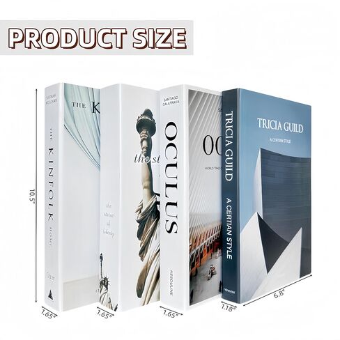 كتب زخرفية | ادياكتسيل 4 كتب ديكور لطاولة القهوة | كتب فو للديكور | كتب وهمية لرف الكتب | مجموعة كتب زخرفية عصرية ذات غلاف فني للعرض المنزلي in Kuwait