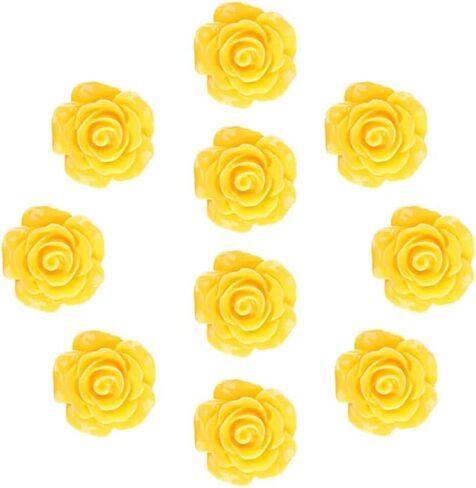 10 Pcs Rose Flower Brooches Women Jewelry Resin Flower Bridal Badge Pins Wedding Party Accessory (yellow) in Kuwait